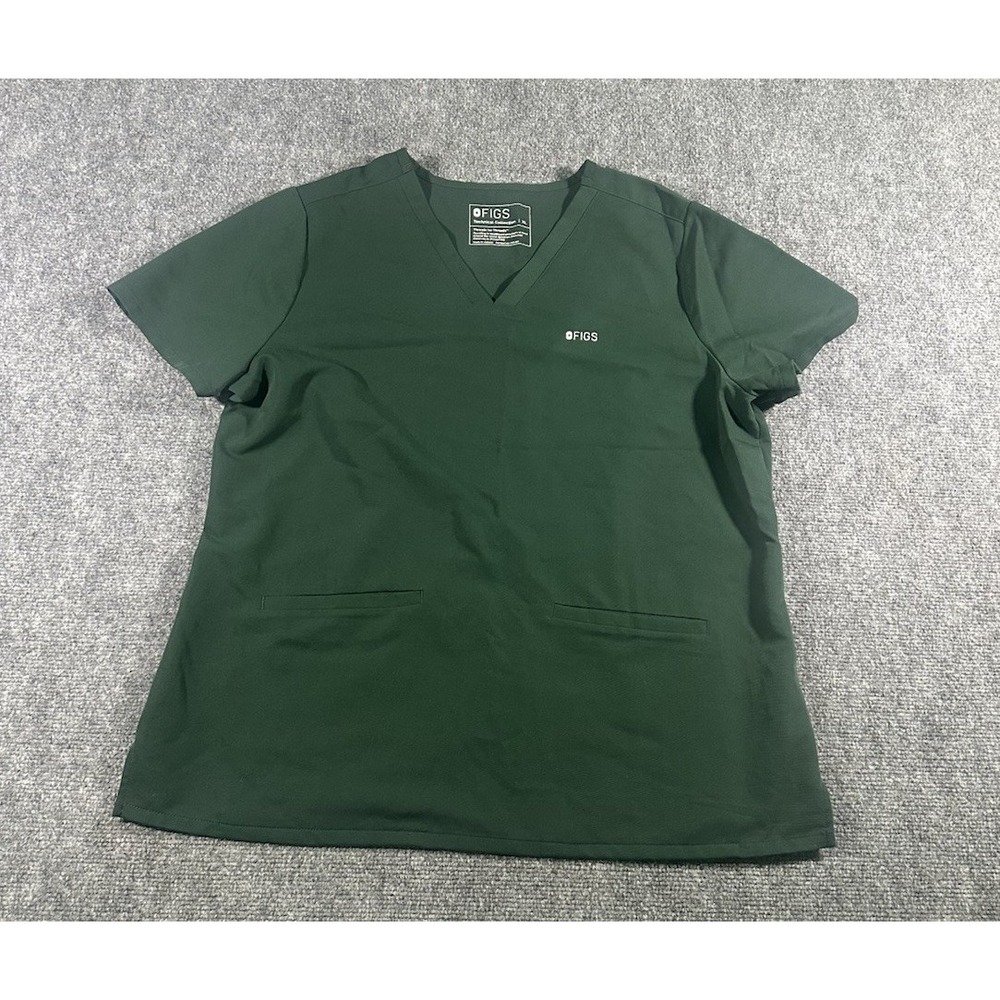 FIGS Shirt Womens XL Green Technical Collection Scrub Top V Neck Stretch